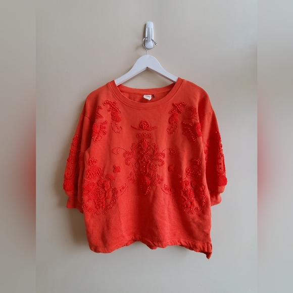 Anthropologie Akemi and Kin Elyria Beaded BOHO Sweater sweatshirt XS - Picture 2 of 9